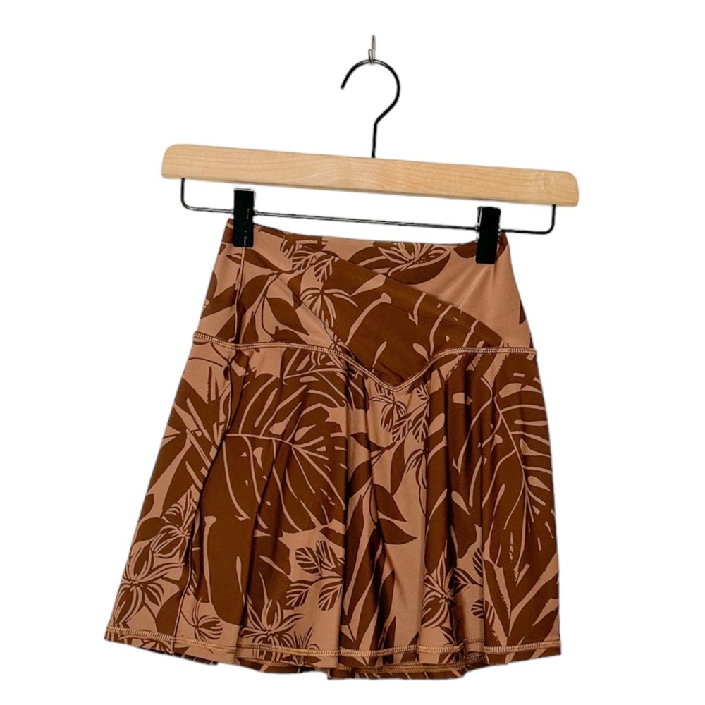 Aerie Offline Neutral Brown Tropical Palm Print Skirt Skort XS.
